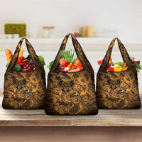 Aotearoa Maori Hei Tiki Grocery Bag Koura Kowhaiwhai Puhoro Motif LT9 3-pack One Size Gold - Polynesian Pride