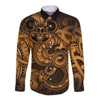 Aotearoa Maori Hei Tiki Long Sleeve Button Shirt Koura Kowhaiwhai Puhoro Motif