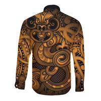 Aotearoa Maori Hei Tiki Long Sleeve Button Shirt Koura Kowhaiwhai Puhoro Motif