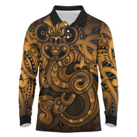 Aotearoa Maori Hei Tiki Long Sleeve Polo Shirt Koura Kowhaiwhai Puhoro Motif