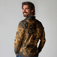 Aotearoa Maori Hei Tiki Long Sleeve Polo Shirt Koura Kowhaiwhai Puhoro Motif