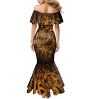 Aotearoa Maori Hei Tiki Mermaid Dress Koura Kowhaiwhai Puhoro Motif