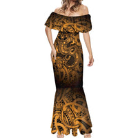 Aotearoa Maori Hei Tiki Mermaid Dress Koura Kowhaiwhai Puhoro Motif