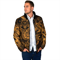Aotearoa Maori Hei Tiki Padded Jacket Koura Kowhaiwhai Puhoro Motif