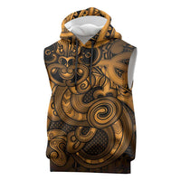 Aotearoa Maori Hei Tiki Sleeveless Hoodie Koura Kowhaiwhai Puhoro Motif