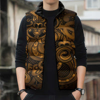 Aotearoa Maori Hei Tiki Sleeveless Puffer Jacket Koura Kowhaiwhai Puhoro Motif LT9 - Polynesian Pride