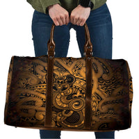 Aotearoa Maori Hei Tiki Travel Bag Koura Kowhaiwhai Puhoro Motif LT9 Gold - Polynesian Pride