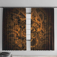 Aotearoa Maori Hei Tiki Window Curtain Koura Kowhaiwhai Puhoro Motif LT9 With Hooks Gold - Polynesian Pride