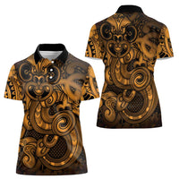 Aotearoa Maori Hei Tiki Women Polo Shirt Koura Kowhaiwhai Puhoro Motif