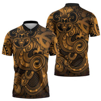 Aotearoa Maori Hei Tiki Zipper Polo Shirt Koura Kowhaiwhai Puhoro Motif