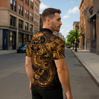 Aotearoa Maori Hei Tiki Zipper Polo Shirt Koura Kowhaiwhai Puhoro Motif