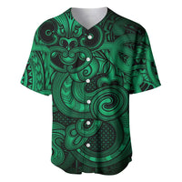 Aotearoa Maori Hei Tiki Baseball Jersey Kakariki Kowhaiwhai Puhoro Motif LT9 Green - Polynesian Pride