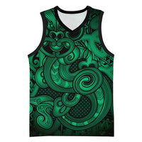Aotearoa Maori Hei Tiki Basketball Jersey Kakariki Kowhaiwhai Puhoro Motif