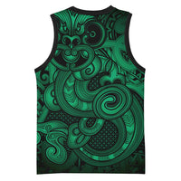 Aotearoa Maori Hei Tiki Basketball Jersey Kakariki Kowhaiwhai Puhoro Motif