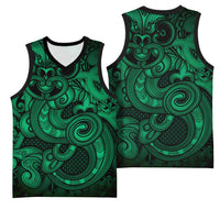 Aotearoa Maori Hei Tiki Basketball Jersey Kakariki Kowhaiwhai Puhoro Motif