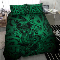 Aotearoa Maori Hei Tiki Bedding Set Kakariki Kowhaiwhai Puhoro Motif