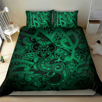Aotearoa Maori Hei Tiki Bedding Set Kakariki Kowhaiwhai Puhoro Motif
