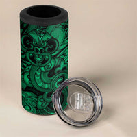 Aotearoa Maori Hei Tiki 4 in 1 Can Cooler Tumbler Kakariki Kowhaiwhai Puhoro Motif