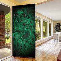 Aotearoa Maori Hei Tiki Door Cover Kakariki Kowhaiwhai Puhoro Motif