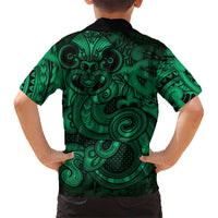 Aotearoa Maori Hei Tiki Family Matching Short Sleeve Bodycon Dress and Hawaiian Shirt Kakariki Kowhaiwhai Puhoro Motif LT9 - Polynesian Pride