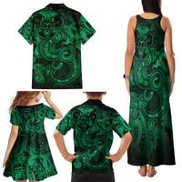Aotearoa Maori Hei Tiki Family Matching Tank Maxi Dress and Hawaiian Shirt Kakariki Kowhaiwhai Puhoro Motif LT9 - Polynesian Pride