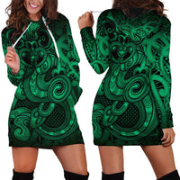 Aotearoa Maori Hei Tiki Hoodie Dress Kakariki Kowhaiwhai Puhoro Motif