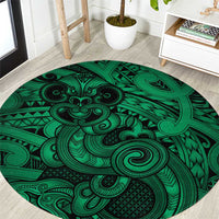 Aotearoa Maori Hei Tiki Round Carpet Kakariki Kowhaiwhai Puhoro Motif LT9 Green - Polynesian Pride