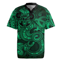 Aotearoa Maori Hei Tiki Rugby Jersey Kakariki Kowhaiwhai Puhoro Motif LT9 Green - Polynesian Pride