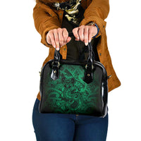Aotearoa Maori Hei Tiki Shoulder Handbag Kakariki Kowhaiwhai Puhoro Motif LT9 One Size Green - Polynesian Pride