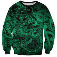 Aotearoa Maori Hei Tiki Sweatshirt Kakariki Kowhaiwhai Puhoro Motif