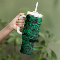 Aotearoa Maori Hei Tiki Tumbler With Handle Kakariki Kowhaiwhai Puhoro Motif LT9 - Polynesian Pride