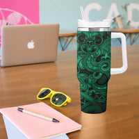 Aotearoa Maori Hei Tiki Tumbler With Handle Kakariki Kowhaiwhai Puhoro Motif LT9 - Polynesian Pride