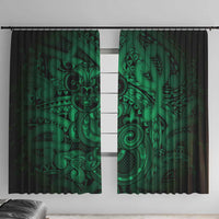 Aotearoa Maori Hei Tiki Window Curtain Kakariki Kowhaiwhai Puhoro Motif
