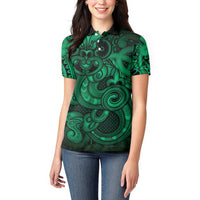 Aotearoa Maori Hei Tiki Women Polo Shirt Kakariki Kowhaiwhai Puhoro Motif