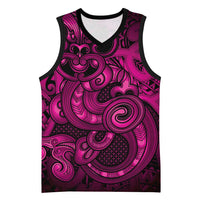 Aotearoa Maori Hei Tiki Basketball Jersey Mawhero Kowhaiwhai Puhoro Motif LT9 Unisex Pink - Polynesian Pride
