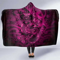Aotearoa Maori Hei Tiki Hooded Blanket Mawhero Kowhaiwhai Puhoro Motif LT9 One Size Pink - Polynesian Pride