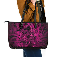 Aotearoa Maori Hei Tiki Leather Tote Bag Mawhero Kowhaiwhai Puhoro Motif LT9 - Polynesian Pride