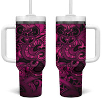 Aotearoa Maori Hei Tiki Tumbler With Handle Mawhero Kowhaiwhai Puhoro Motif LT9 One Size: 40 oz Pink - Polynesian Pride