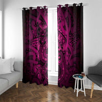 Aotearoa Maori Hei Tiki Window Curtain Mawhero Kowhaiwhai Puhoro Motif LT9 With Grommets Pink - Polynesian Pride