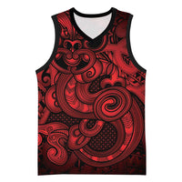 Aotearoa Maori Hei Tiki Basketball Jersey Whero Kowhaiwhai Puhoro Motif