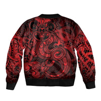 Aotearoa Maori Hei Tiki Bomber Jacket Whero Kowhaiwhai Puhoro Motif