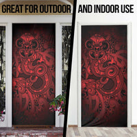 Aotearoa Maori Hei Tiki Door Cover Whero Kowhaiwhai Puhoro Motif