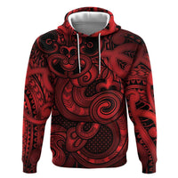 Aotearoa Maori Hei Tiki Hoodie Whero Kowhaiwhai Puhoro Motif