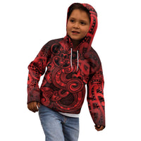 Aotearoa Maori Hei Tiki Kid Hoodie Whero Kowhaiwhai Puhoro Motif LT9 - Polynesian Pride