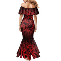 Aotearoa Maori Hei Tiki Mermaid Dress Whero Kowhaiwhai Puhoro Motif