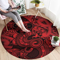 Aotearoa Maori Hei Tiki Round Carpet Whero Kowhaiwhai Puhoro Motif LT9 - Polynesian Pride