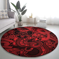 Aotearoa Maori Hei Tiki Round Carpet Whero Kowhaiwhai Puhoro Motif LT9 - Polynesian Pride