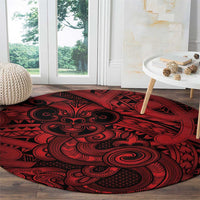 Aotearoa Maori Hei Tiki Round Carpet Whero Kowhaiwhai Puhoro Motif LT9 - Polynesian Pride