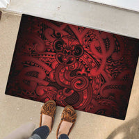 Aotearoa Maori Hei Tiki Rubber Doormat Whero Kowhaiwhai Puhoro Motif LT9 - Polynesian Pride