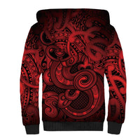 Aotearoa Maori Hei Tiki Sherpa Hoodie Whero Kowhaiwhai Puhoro Motif